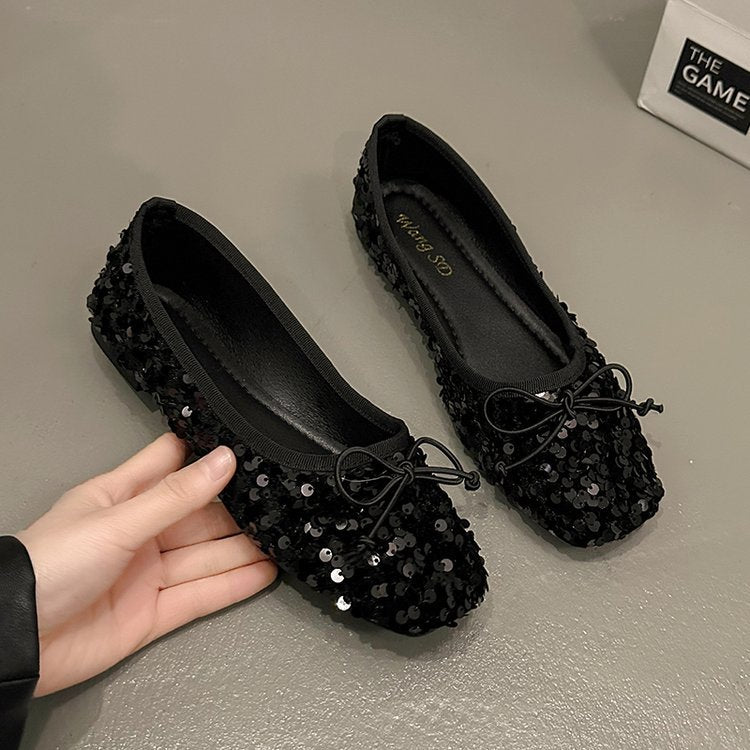 Korean sequined light mouth flats