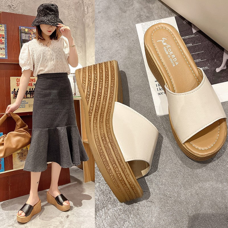 Slope heel cool slippers women