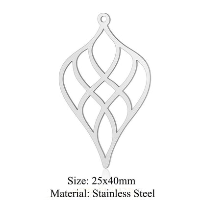 5 pcs/bag leaf branch titanium steel pendant