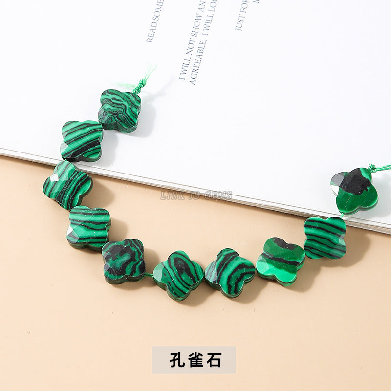 12 * 5Mm Dongling jade cut four-leaf clover-shaped loose beads