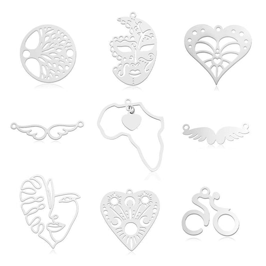 5 pcs/titanium-covered steel pendant map tree of life connection accessories