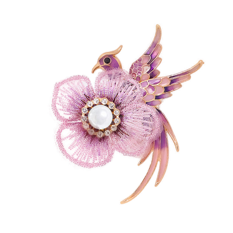 Pearl Enamel Phoenix Bird Pin