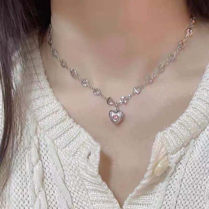 Peach Galaxy Heart Necklace