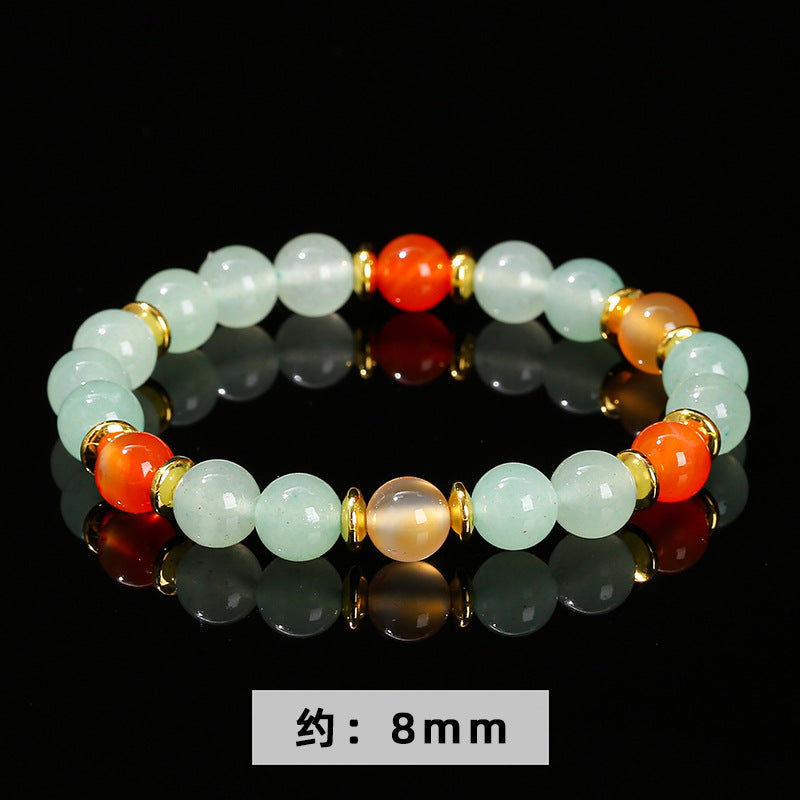 Natural green Dongling jade agate mixed bracelet