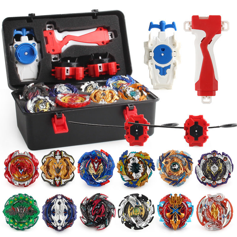 12-Piece Burst Spinning Top Attack Set with Dual Launchers, Battle Tops Toolbox Gift