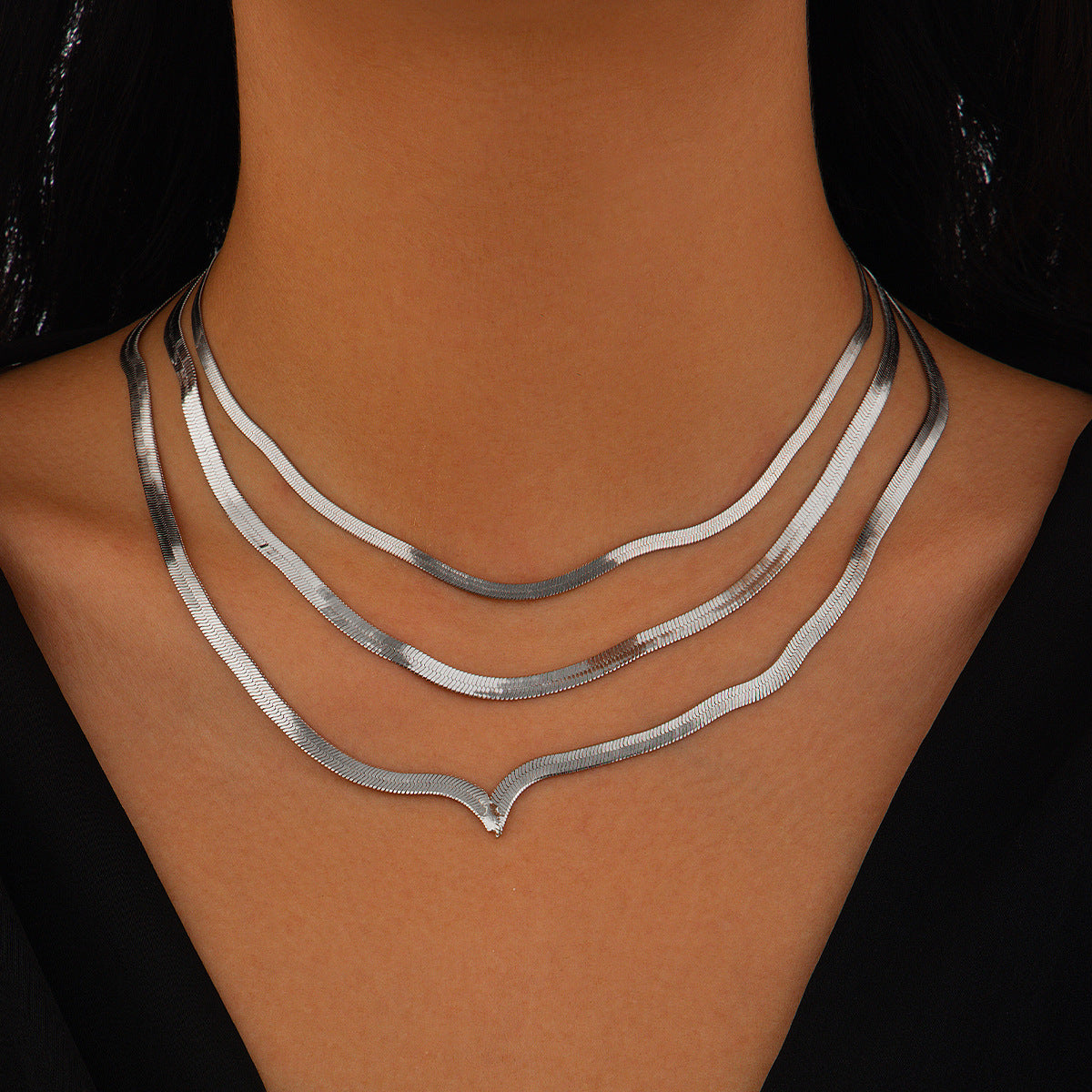 Punk Metal Snake Bone Chain Necklace