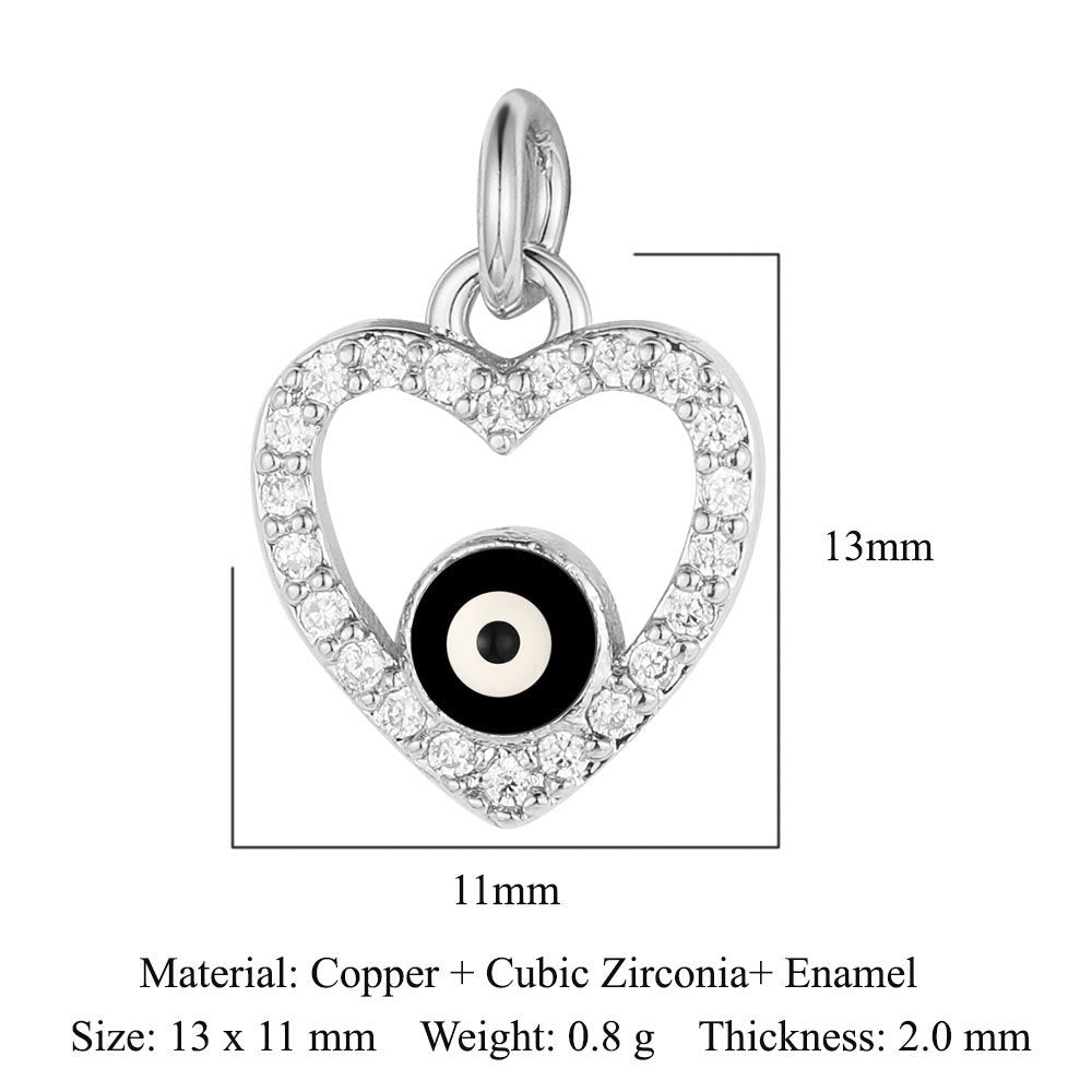 Pearl Peach Heart Devil's Eye Copper Zircon Pendant