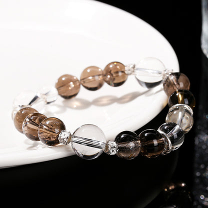 7A Natural Tea Crystal White Crystal Bracelet S925 Silver