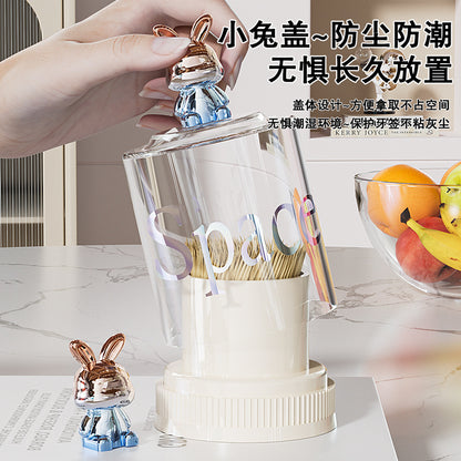 Cartoon Rabbit Transparent Toothpick Holder