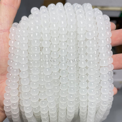 7 * 8Mm imitation white jade glass old bead barrel beads