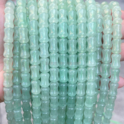 Perlas sueltas de bambú verde Dongling de 8 x 12 mm 