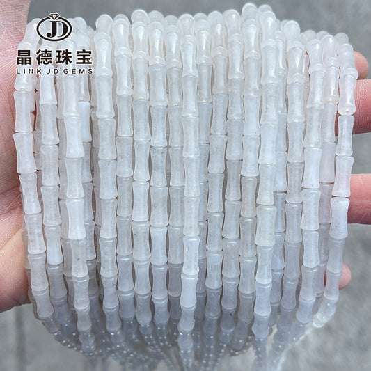 5 * 12Mm natural white jade bamboo beads tube beads