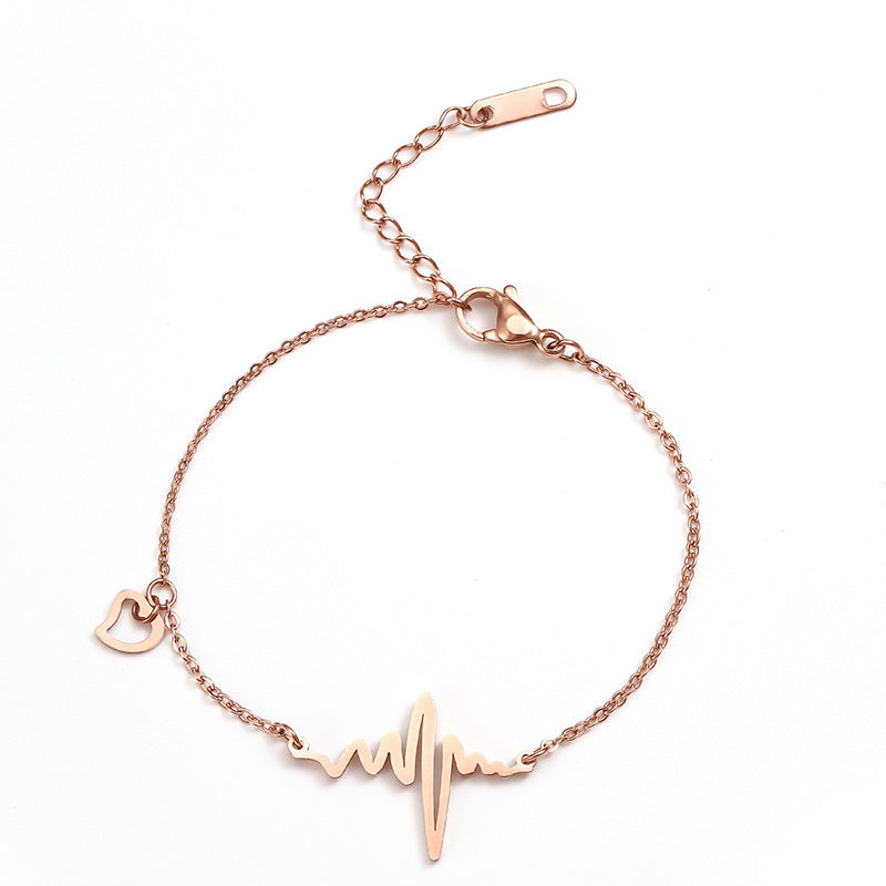 Pulseira de aço titânio EKG, joias de praia 