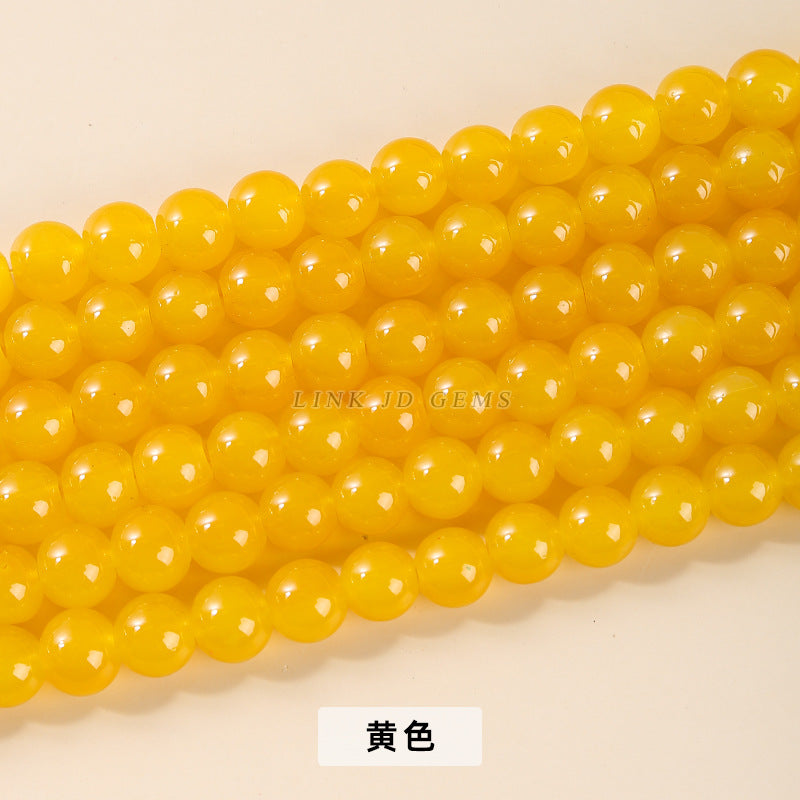 Imitation jade glass round beads loose beads