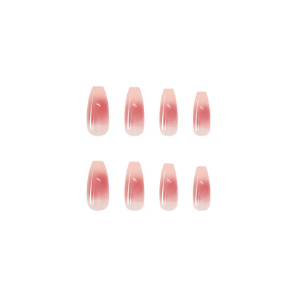 Long Pink Blush Removable Fake Nail Stickers