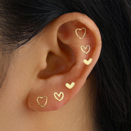 Hollow heart earrings set