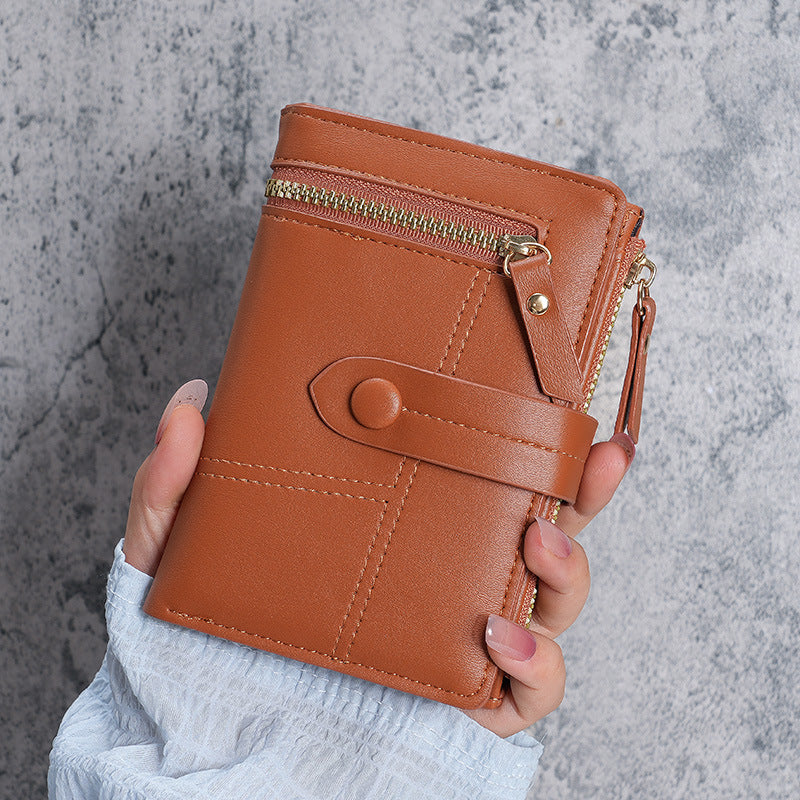 PU leather short zipper wallet