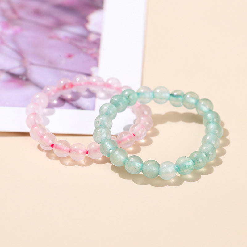 Natural powder crystal small bead ring