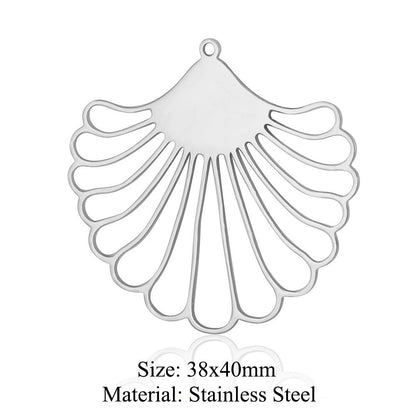 5 pcs/bag leaf branch titanium steel pendant