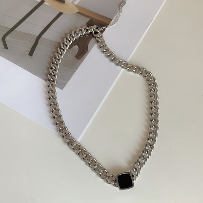 Black square necklace