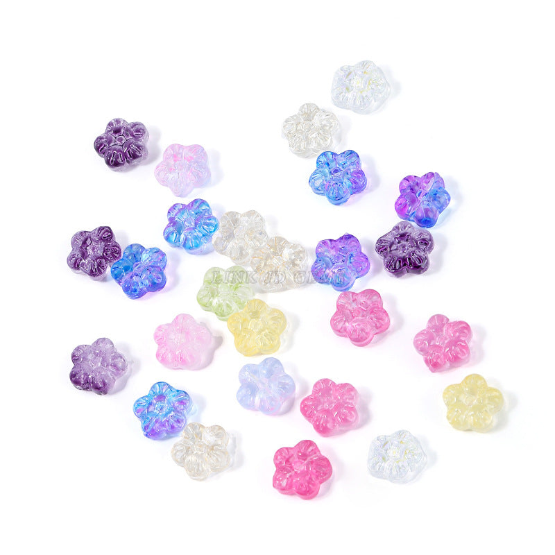 12Mm Czech Glazed Symphony Five-petaled Flower Beads