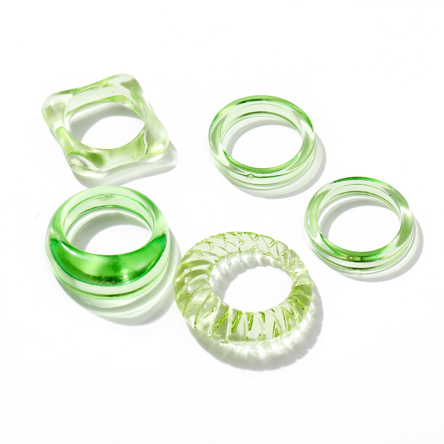 Ring set 5 pieces resin transparent