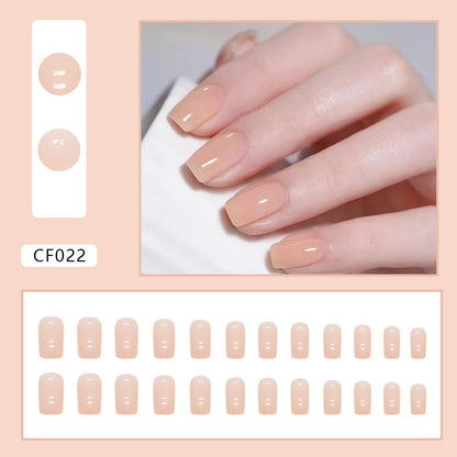 Sheer Nude Pink Medium-Length Square Fake Nails