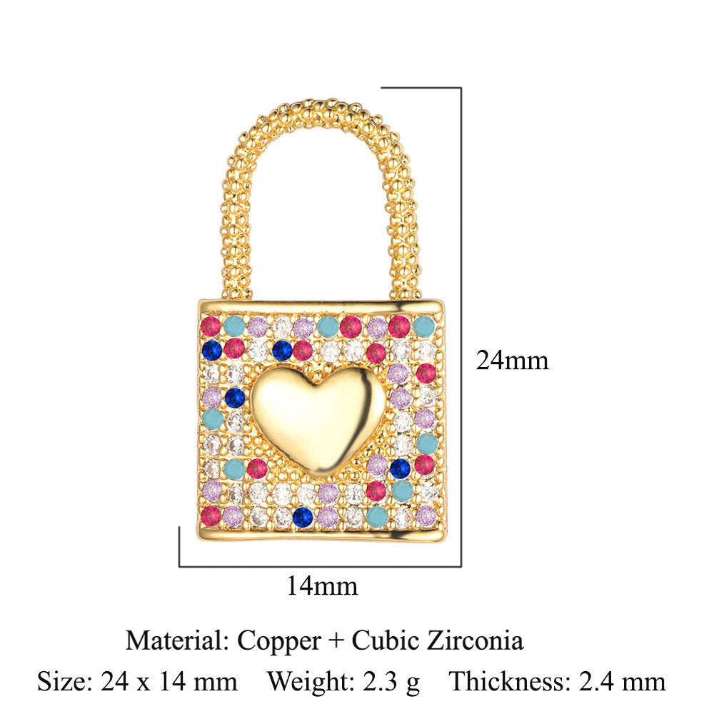 Heart-shaped colored zirconium copper micro-inlaid necklace pendant