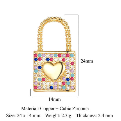 Heart-shaped colored zirconium copper micro-inlaid necklace pendant