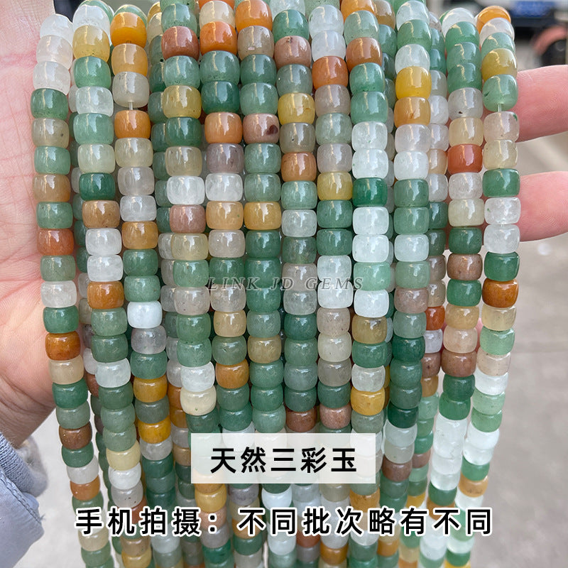 8/10Mm natural green Dongling jade loose beads