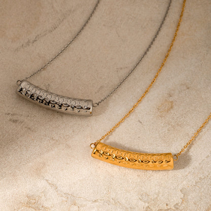 Textured hollow tube pendant necklace