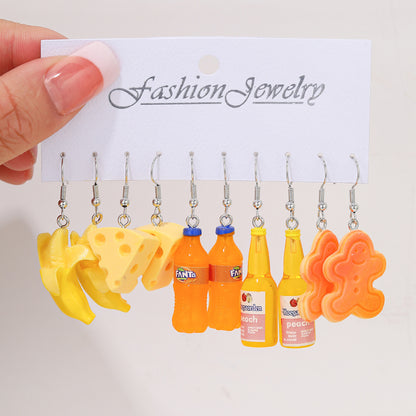 Colorful acrylic earrings set 5 pieces