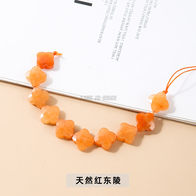 12 * 5Mm Dongling jade cut four-leaf clover-shaped loose beads