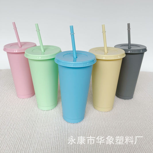 710Ml Morandi Color Straw Cup