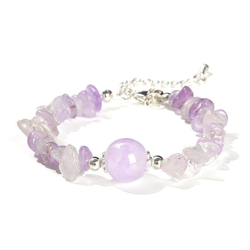 Natural amethyst crystal gravel transfer bead bracelet