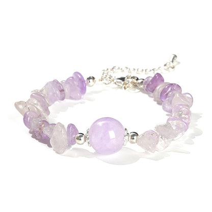 Natural amethyst crystal gravel transfer bead bracelet