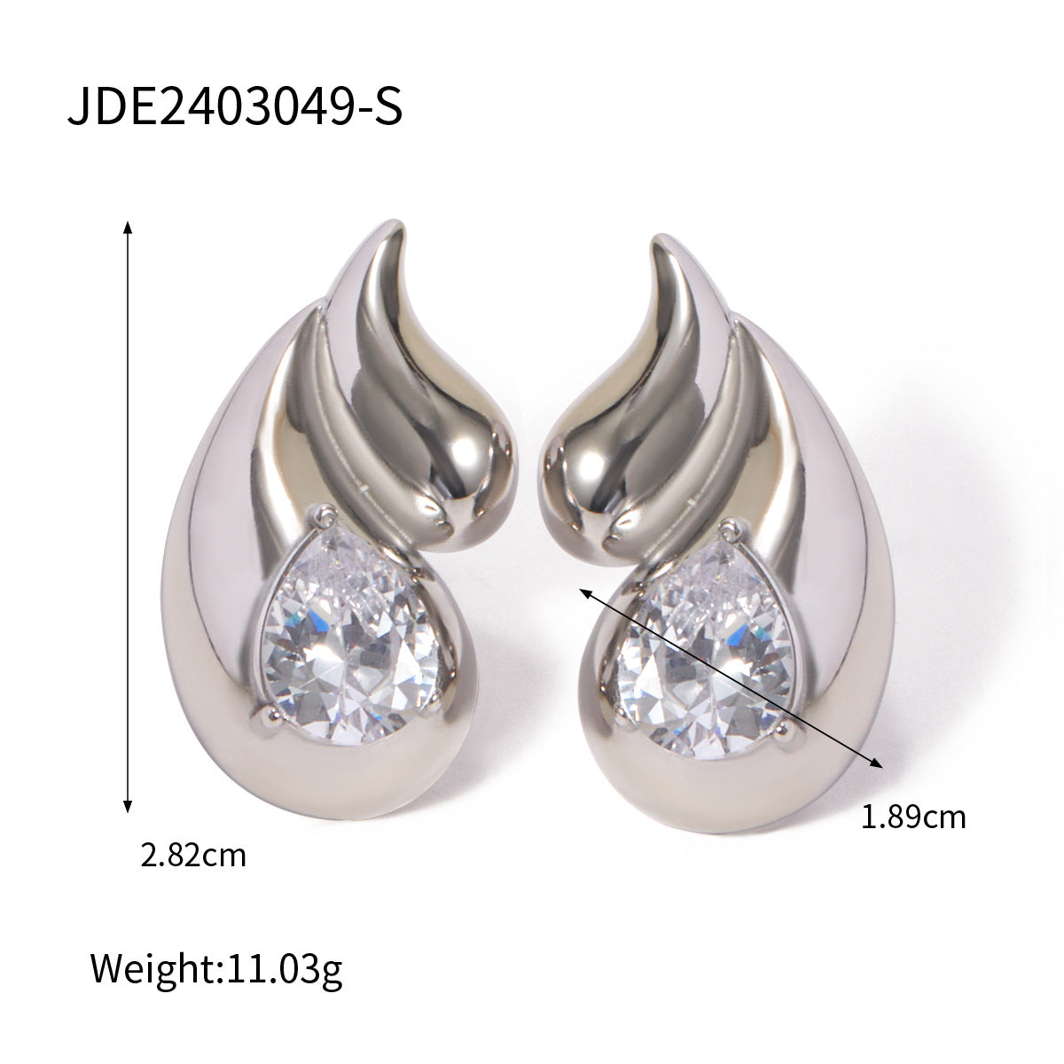 Double teardrop earrings with diamonds