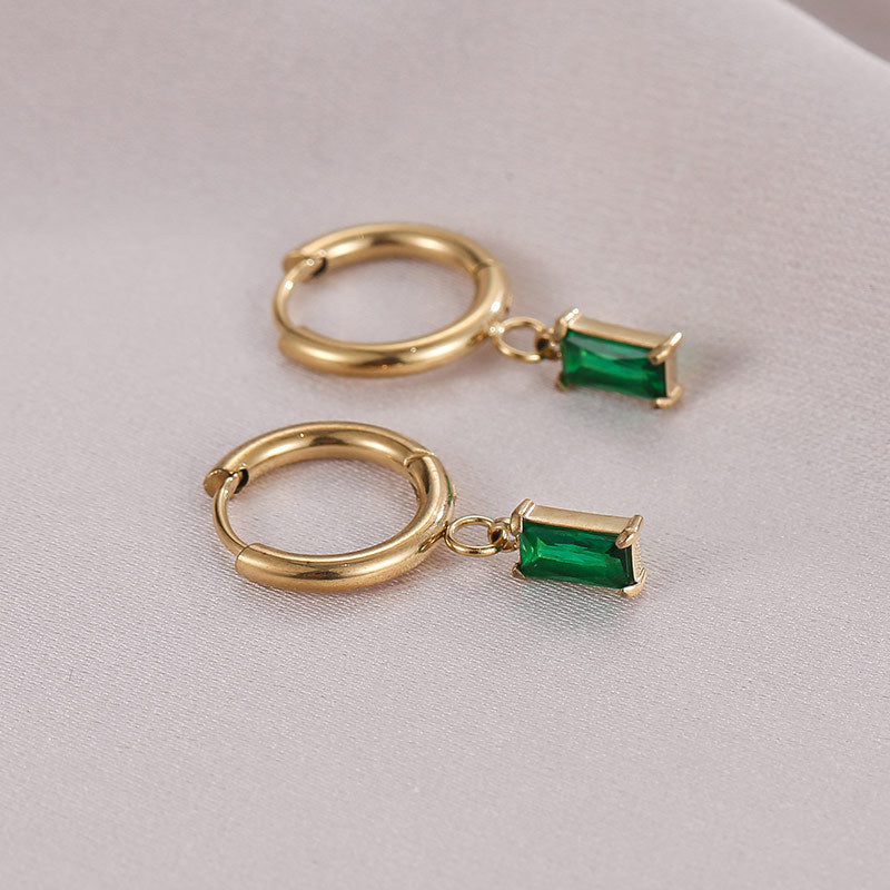 Emerald zircon earrings