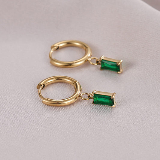 Emerald zircon earrings