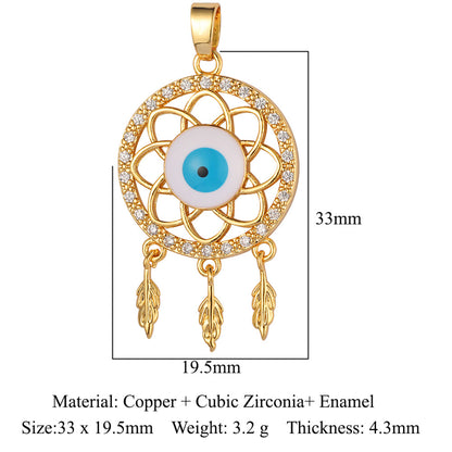 Copper zircon flower love bohemian pendant