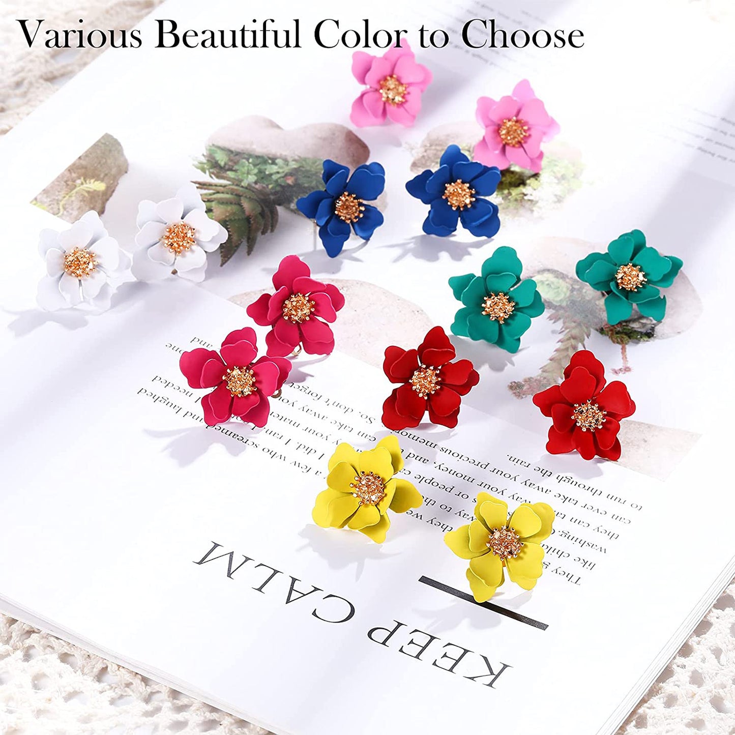 Multi-layer petal flower stud earrings