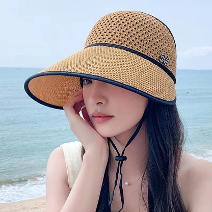 Windproof Adjustable Lacy Wide-Brim Hat Summer Sun Protection