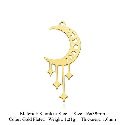 fashion 5 pcs/pack star moon titanium steel pendant planet DIY