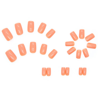 Summer Orange Crystal Square Nails