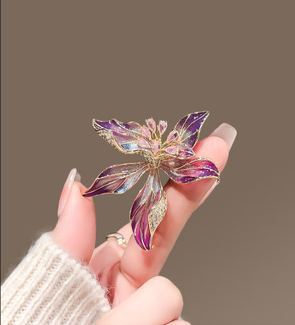 French Iris Brooch