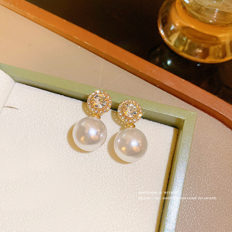 S925 silver needle simple pearl stud earrings