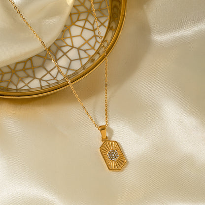 Czech Diamond Geometric Pendant Necklace