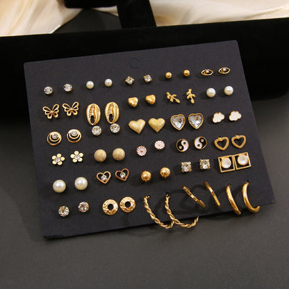 Rhinestone Earrings Set 30 Pieces