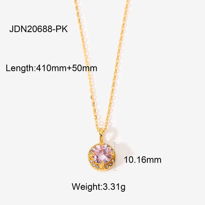 Double round zircon necklace