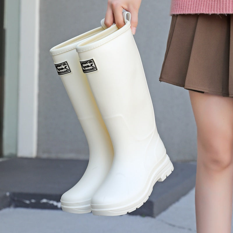 Tall tube rain shoes women's Korean version outer wear